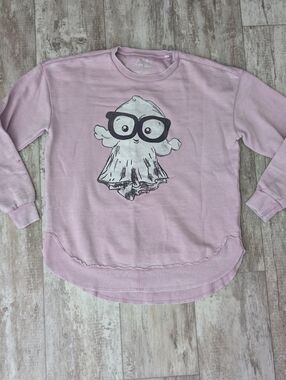Light Pink Crewneck Sweater with Ghost Graphic